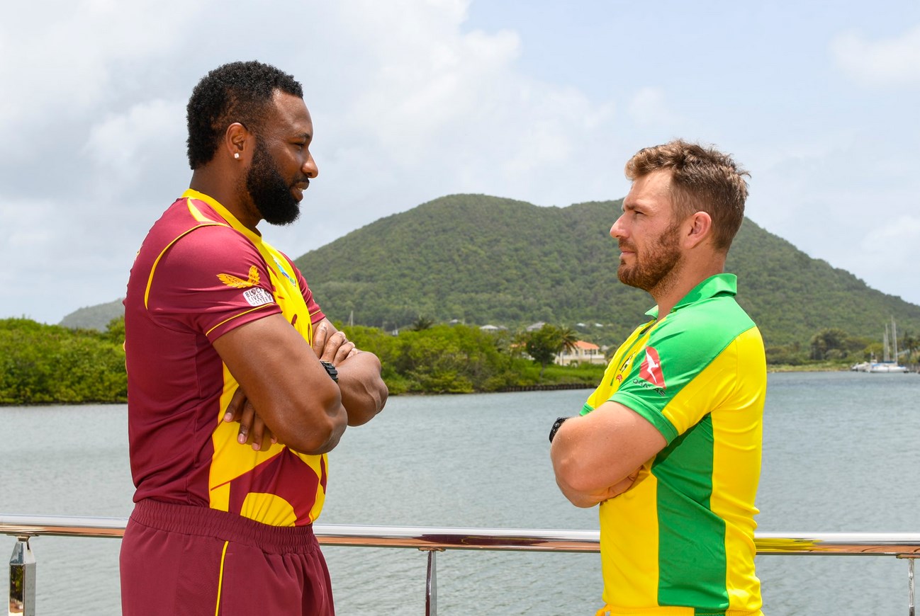 Kieron Pollard and Aaron Finch prior to the T20I series. 
